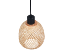 Trio Lighting Trio AMELIE hanglamp | E27 Fitting | mat zwart met natuurlijke afwerking | Ø 18 cm | IP20 | excl. 1x E27 | max. 10W