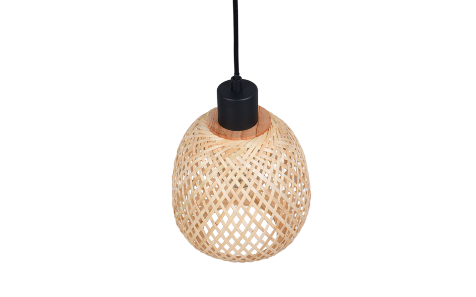 Trio Lighting Trio AMELIE hanglamp | E27 Fitting | mat zwart met natuurlijke afwerking | Ø 18 cm | IP20 | excl. 1x E27 | max. 10W Trio Lighting Trio AMELIE hanglamp | E27 Fitting | mat zwart met natuurlijke afwerking | Ø 18 cm | IP20 | excl. 1x E27 | max. 10W
