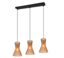 Trio Lighting Trio BIJOU hanglamp | E27 Fitting | mat zwart met bruin | 75 x 20 cm | IP20 | excl. 3x E27 | max. 10W