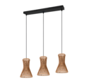 Trio Lighting Trio BIJOU hanglamp | E27 Fitting | mat zwart met bruin | 75 x 20 cm | IP20 | excl. 3x E27 | max. 10W