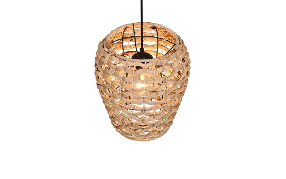 Trio Lighting Trio JEAN hanglamp | E27 Fitting | mat zwart met natuurlijke afwerking | Ø 29 cm | IP20 | excl. 1x E27 | max. 10W