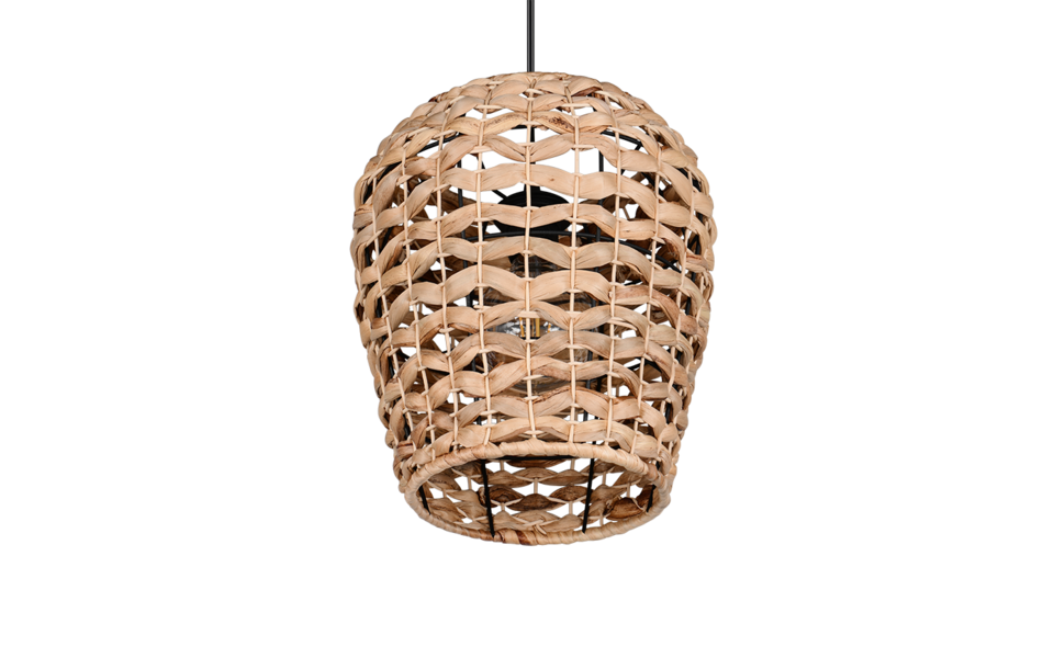 Trio Lighting Trio JEAN hanglamp | E27 Fitting | mat zwart met natuurlijke afwerking | Ø 29 cm | IP20 | excl. 1x E27 | max. 10W