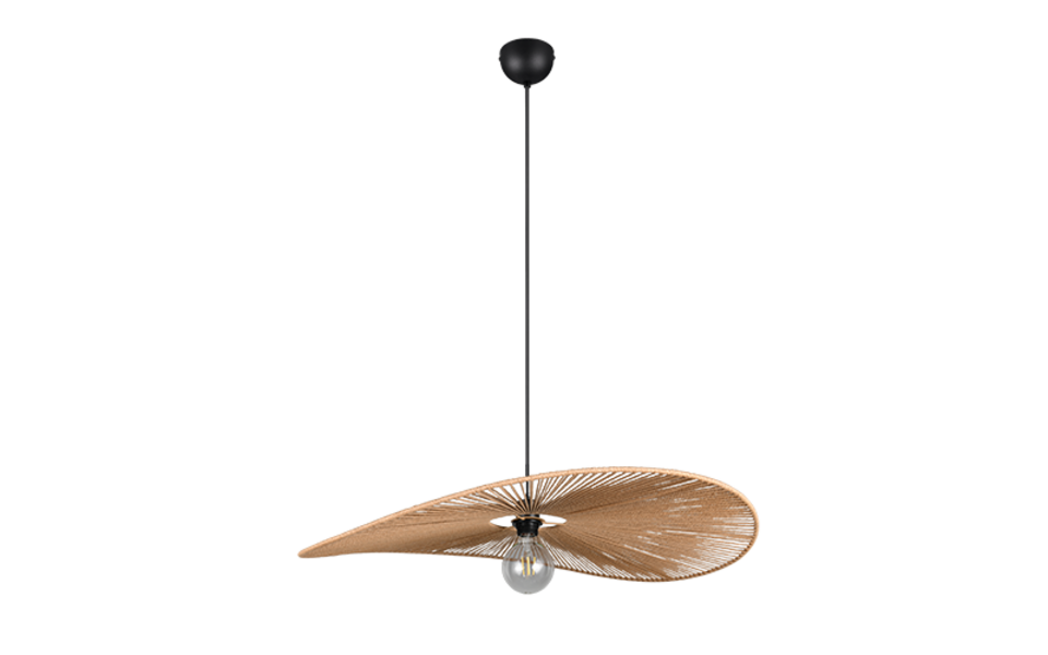 Trio Lighting Trio LAURINE hanglamp | E27 Fitting | mat zwart met bruin | Ø 78 cm | IP20 | excl. 1x E27 | max. 40W