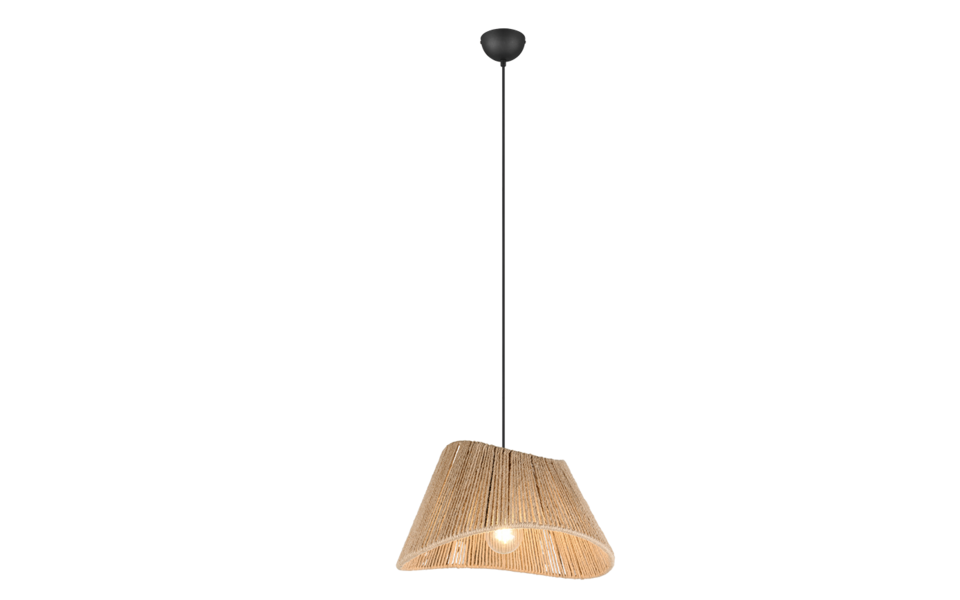 Trio Lighting Trio VALERIE hanglamp | E27 Fitting | mat zwart met natuurlijke afwerking | Ø 52 cm | IP20 | excl. 1x E27 | max. 40W