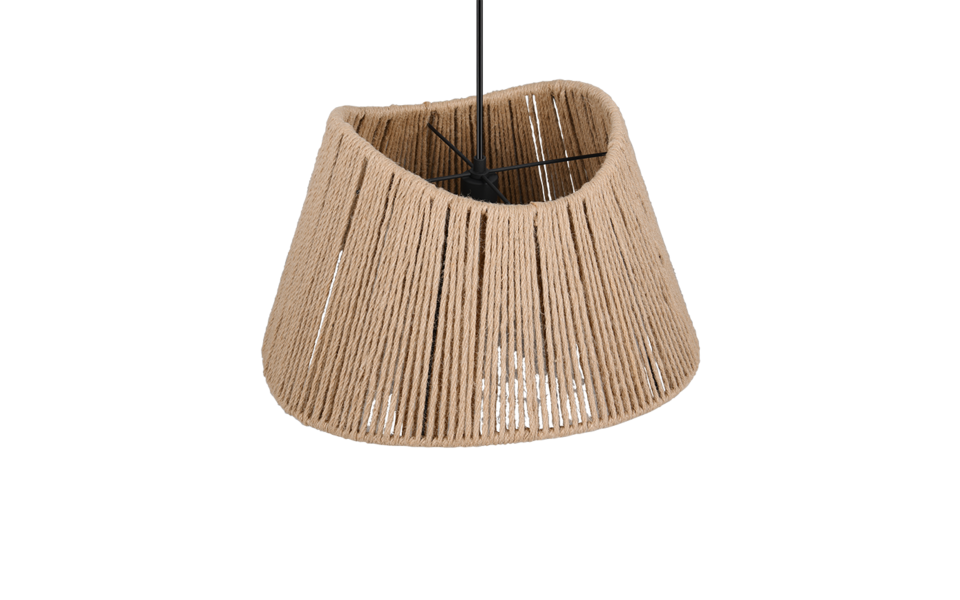 Trio Lighting Trio VALERIE hanglamp | E27 Fitting | mat zwart met natuurlijke afwerking | Ø 52 cm | IP20 | excl. 1x E27 | max. 40W