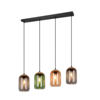 Trio CORK hanglamp | mat zwart/amber/groen/rookkleur | IP20 | E27