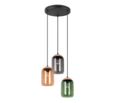 Trio Lighting Trio CORK hanglamp | E27 Fitting | multicolor met amber met groen met rookkleur | Ø 30 cm | IP20 | excl. 3x E27 | max. 10W