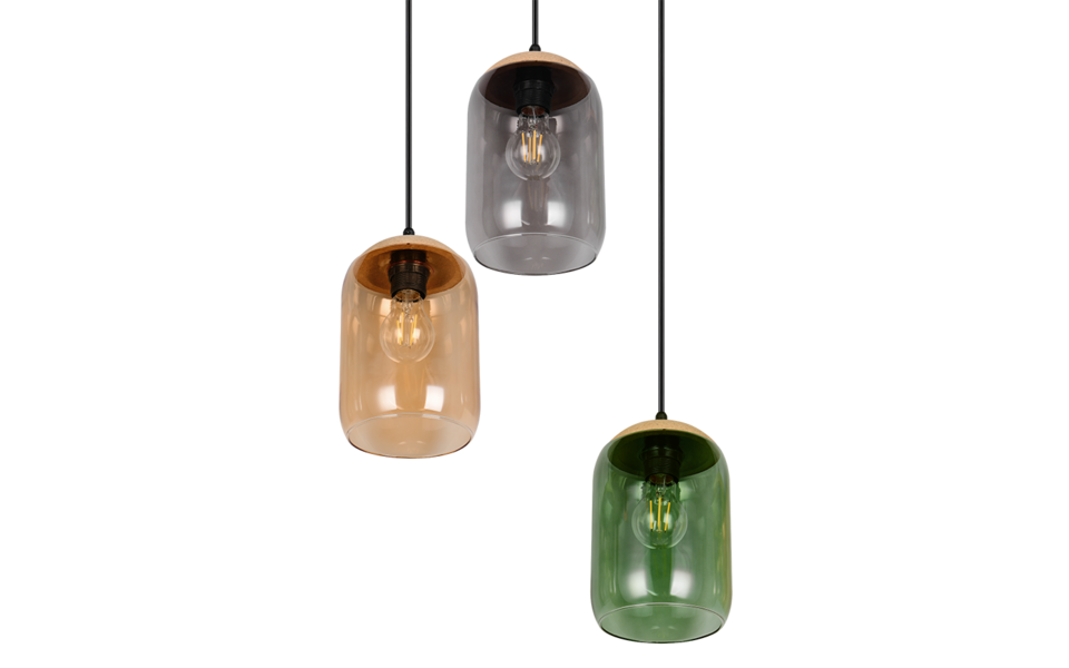 Trio Lighting Trio CORK pendant light | 3x E27 max 40W | Ø 35 cm | IP20 | 150 cm
