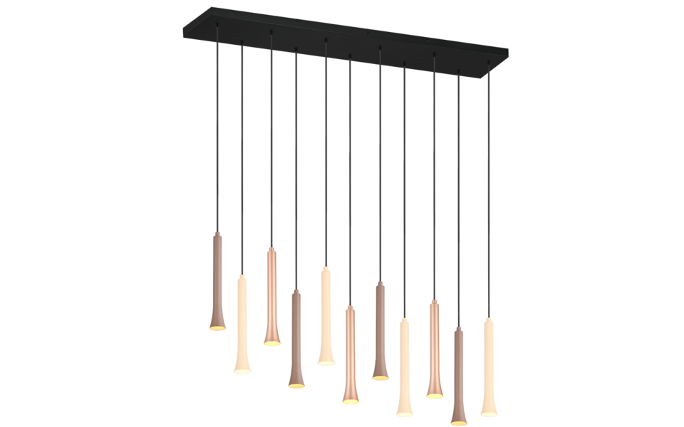 Trio Lighting Trio FIATO hanglamp | LED | mat zwart met taupe met koffie | 115 x 15 cm | IP20 | 11x 3W | 400 lm | 2300+3000+4000K | dimbaar Trio Lighting Trio FIATO hanglamp | LED | mat zwart met taupe met koffie | 115 x 15 cm | IP20 | 11x 3W | 400 lm | 2300+3000+4000K | dimbaar