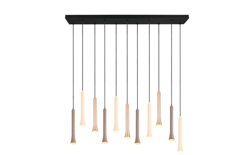 Trio Lighting Trio FIATO hanglamp | LED | mat zwart met taupe met koffie | 115 x 15 cm | IP20 | 11x 3W | 400 lm | 2300+3000+4000K | dimbaar Trio Lighting Trio FIATO hanglamp | LED | mat zwart met taupe met koffie | 115 x 15 cm | IP20 | 11x 3W | 400 lm | 2300+3000+4000K | dimbaar