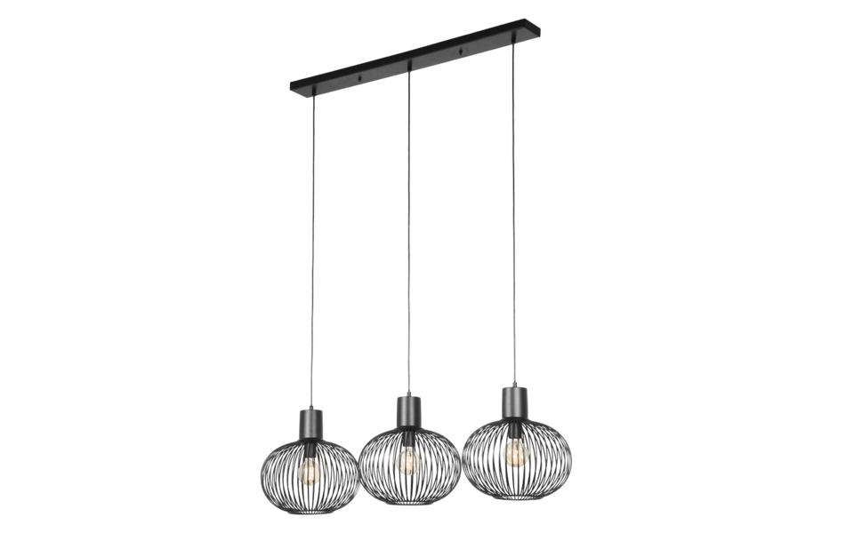 Trio Lighting Trio GILA hanglamp | E27 Fitting | mat zwart | 120 x 33 cm | IP20 | excl. 3x E27 | max. 10W Trio Lighting Trio GILA hanglamp | E27 Fitting | mat zwart | 120 x 33 cm | IP20 | excl. 3x E27 | max. 10W