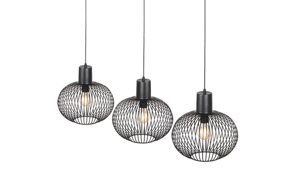 Trio Lighting Trio GILA pendant light | 3x E27 max 40W | black | IP20 | 150 cm Trio Lighting Trio GILA pendant light | 3x E27 max 40W | black | IP20 | 150 cm