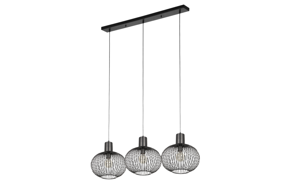 Trio Lighting Trio GILA pendant light | 3x E27 max 40W | black | IP20 | 150 cm Trio Lighting Trio GILA pendant light | 3x E27 max 40W | black | IP20 | 150 cm