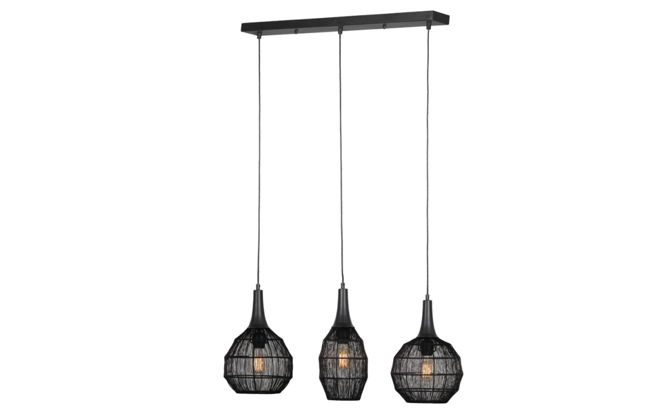 Trio Lighting Trio SORAYA pendant light | 3x E27 max 40W | black | IP20 | 150 cm
