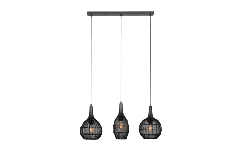 Trio Lighting Trio SORAYA hanglamp | E27 Fitting | mat zwart | 86 x 26 cm | IP20 | excl. 3x E27 | max. 10W Trio Lighting Trio SORAYA hanglamp | E27 Fitting | mat zwart | 86 x 26 cm | IP20 | excl. 3x E27 | max. 10W