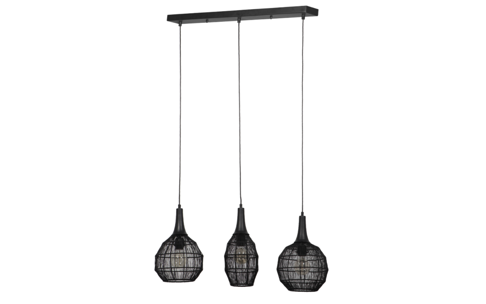 Trio Lighting Trio SORAYA pendant light | 3x E27 max 40W | black | IP20 | 150 cm