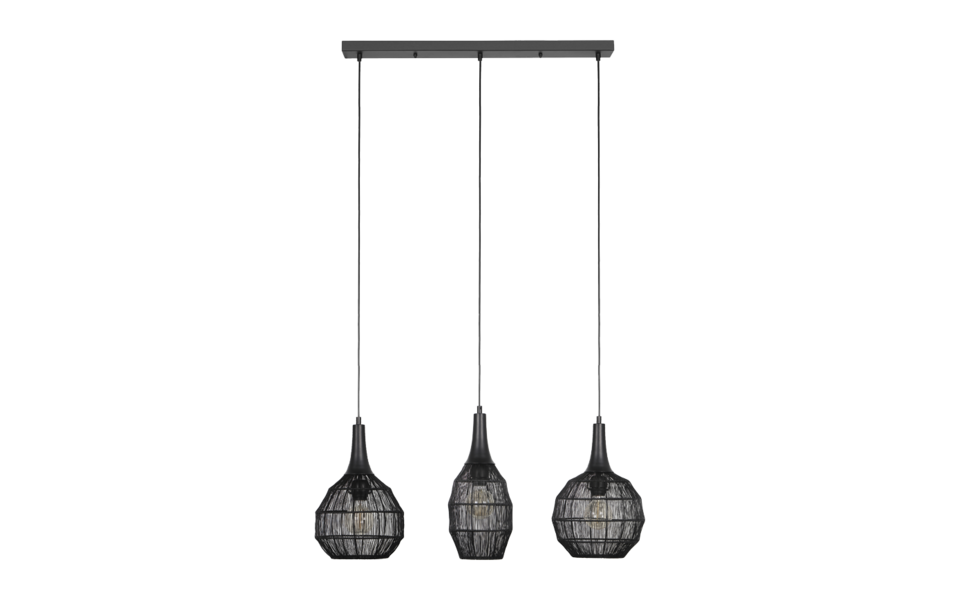 Trio Lighting Trio SORAYA hanglamp | E27 Fitting | mat zwart | 86 x 26 cm | IP20 | excl. 3x E27 | max. 10W Trio Lighting Trio SORAYA hanglamp | E27 Fitting | mat zwart | 86 x 26 cm | IP20 | excl. 3x E27 | max. 10W