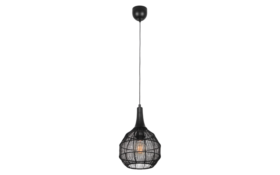 Trio Lighting Trio SORAYA pendant light | 1x E27 max 40W | black | Ø 26 cm | IP20 | 150 cm