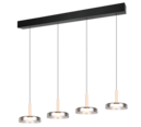 Trio Lighting Trio CELESTE hanglamp | LED | mat zwart met verchroomd | 115 x 22 cm | IP20 | 4x 7,5W | 750 lm | 3000K | dimbaar