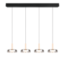 Trio Lighting Trio CELESTE hanglamp | LED | mat zwart met verchroomd | 115 x 22 cm | IP20 | 4x 7,5W | 750 lm | 3000K | dimbaar