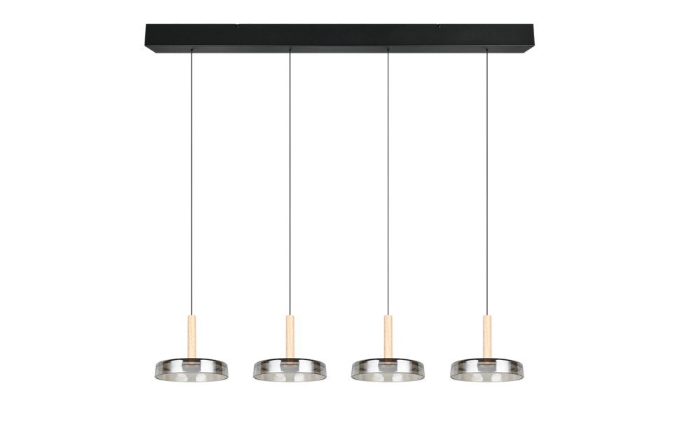 Trio Lighting Trio CELESTE hanglamp | LED | mat zwart met verchroomd | 115 x 22 cm | IP20 | 4x 7,5W | 750 lm | 3000K | dimbaar