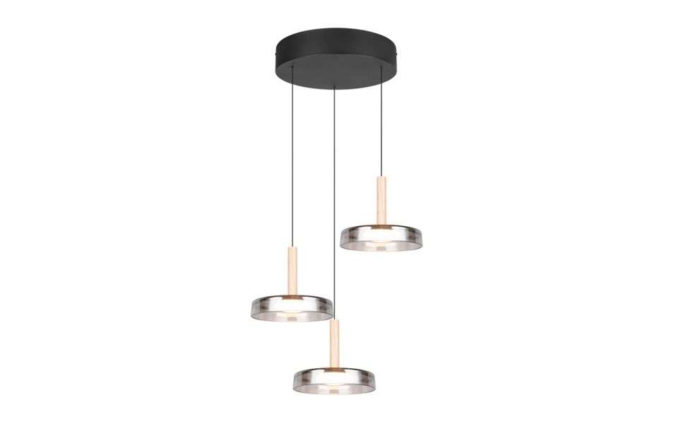 Trio Lighting Trio CELESTE hanglamp | LED | mat zwart met verchroomd | Ø 35 cm | IP20 | 3x 7,5W | 750 lm | 3000K | dimbaar