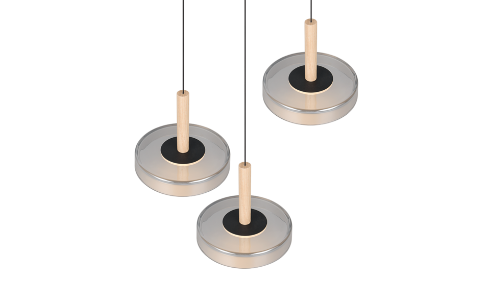 Trio Lighting Trio CELESTE hanglamp | LED | mat zwart met verchroomd | Ø 35 cm | IP20 | 3x 7,5W | 750 lm | 3000K | dimbaar