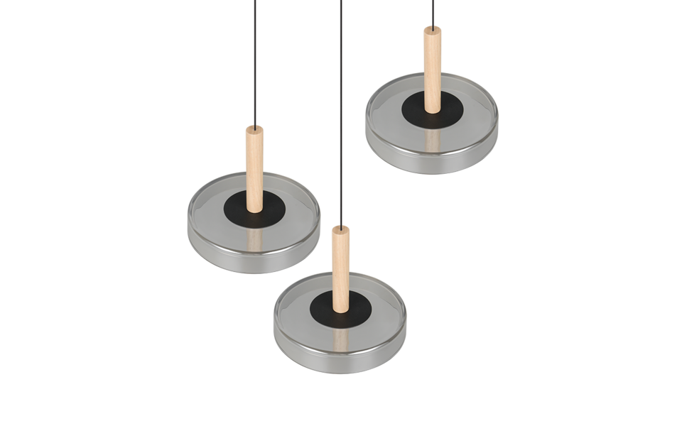 Trio Lighting Trio CELESTE hanglamp | LED | mat zwart met verchroomd | Ø 35 cm | IP20 | 3x 7,5W | 750 lm | 3000K | dimbaar
