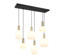 Trio Lighting Trio DIVA hanglamp | E27 Fitting | messing mat met wit | 92 x 35 cm | IP20 | excl. 6x E27 | max. 10W