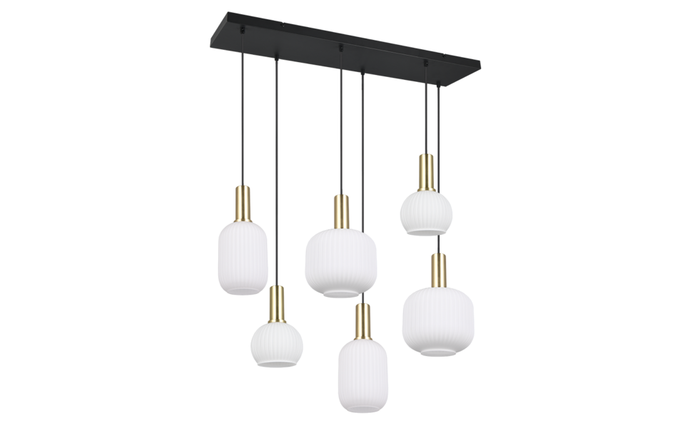 Trio Lighting Trio DIVA hanglamp | E27 Fitting | messing mat met wit | 92 x 35 cm | IP20 | excl. 6x E27 | max. 10W