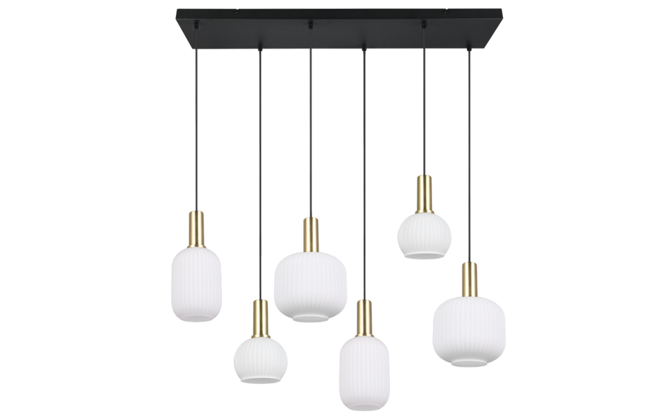 Trio Lighting Trio DIVA hanglamp | E27 Fitting | messing mat met wit | 92 x 35 cm | IP20 | excl. 6x E27 | max. 10W