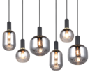 Trio Lighting Trio DIVA hanglamp | E27 Fitting | mat zwart met verchroomd | 92 x 35 cm | IP20 | excl. 6x E27 | max. 10W
