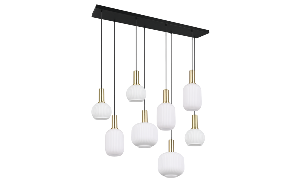 Trio Lighting Trio DIVA hanglamp | E27 Fitting | messing mat met wit | 120 x 32,5 cm | IP20 | excl. 8x E27 | max. 10W Trio Lighting Trio DIVA hanglamp | E27 Fitting | messing mat met wit | 120 x 32,5 cm | IP20 | excl. 8x E27 | max. 10W