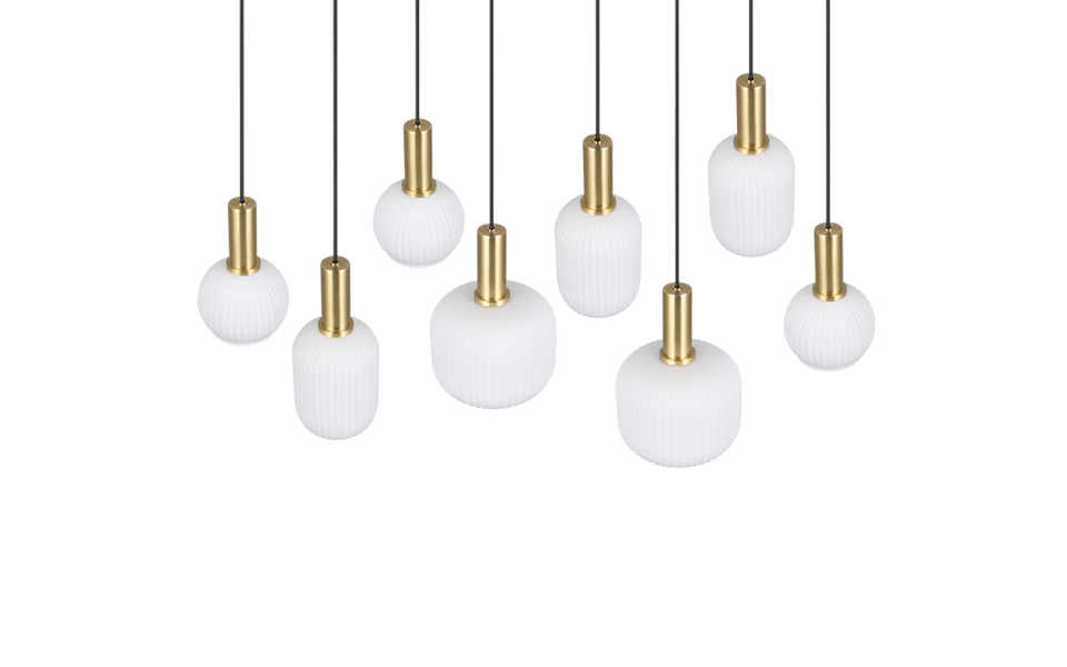 Trio Lighting Trio DIVA hanglamp | E27 Fitting | messing mat met wit | 120 x 32,5 cm | IP20 | excl. 8x E27 | max. 10W Trio Lighting Trio DIVA hanglamp | E27 Fitting | messing mat met wit | 120 x 32,5 cm | IP20 | excl. 8x E27 | max. 10W