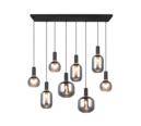 Trio Lighting Trio DIVA hanglamp | E27 Fitting | mat zwart met verchroomd | 120 x 32,5 cm | IP20 | excl. 8x E27 | max. 10W