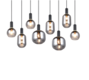 Trio Lighting Trio DIVA hanglamp | E27 Fitting | mat zwart met verchroomd | 120 x 32,5 cm | IP20 | excl. 8x E27 | max. 10W