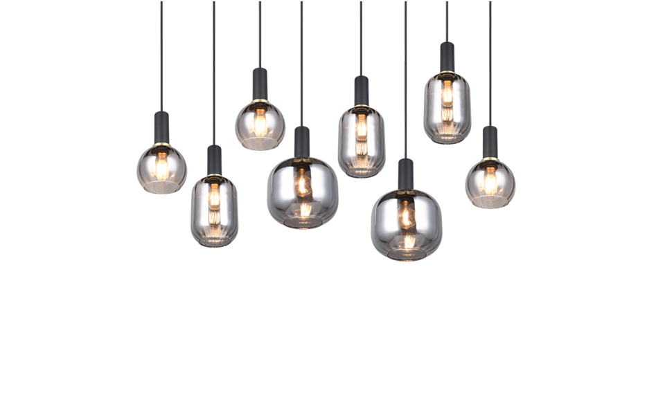 Trio Lighting Trio DIVA pendant light | 8x E27 max 40W | black | IP20 | 150 cm