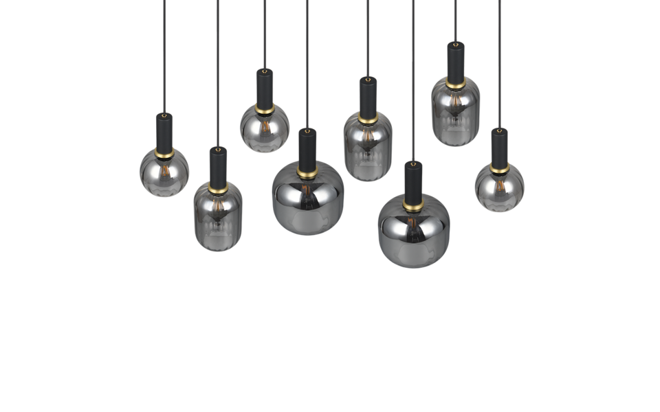 Trio Lighting Trio DIVA pendant light | 8x E27 max 40W | black | IP20 | 150 cm