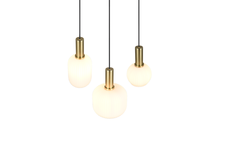 Trio Lighting Trio DIVA hanglamp | E27 Fitting | messing mat met wit | Ø 30 cm | IP20 | excl. 3x E27 | max. 10W
