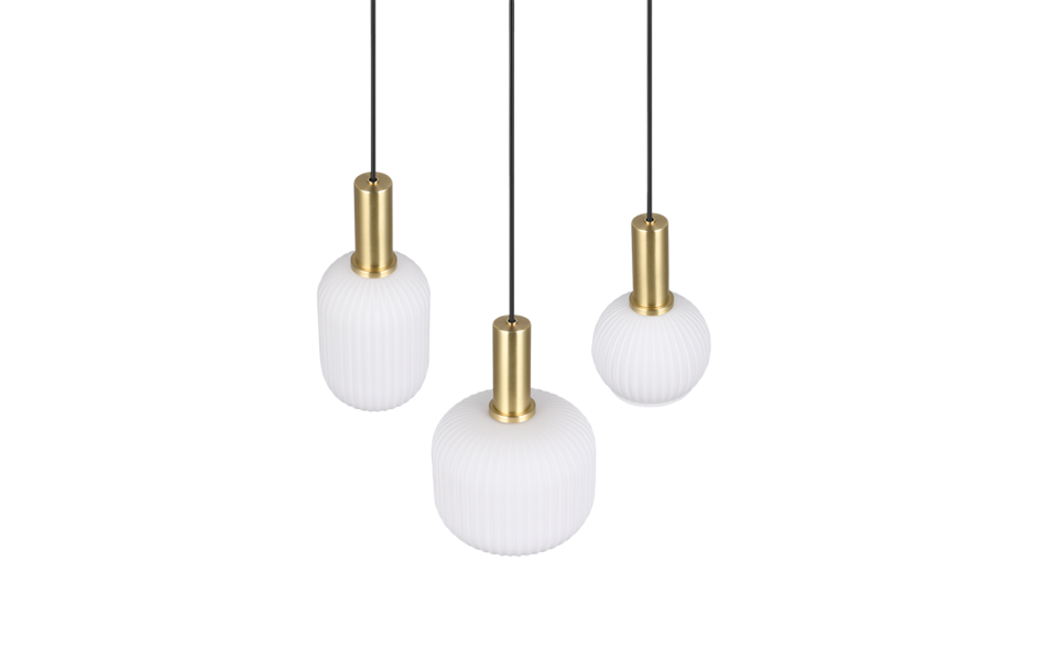 Trio Lighting Trio DIVA hanglamp | E27 Fitting | messing mat met wit | Ø 30 cm | IP20 | excl. 3x E27 | max. 10W