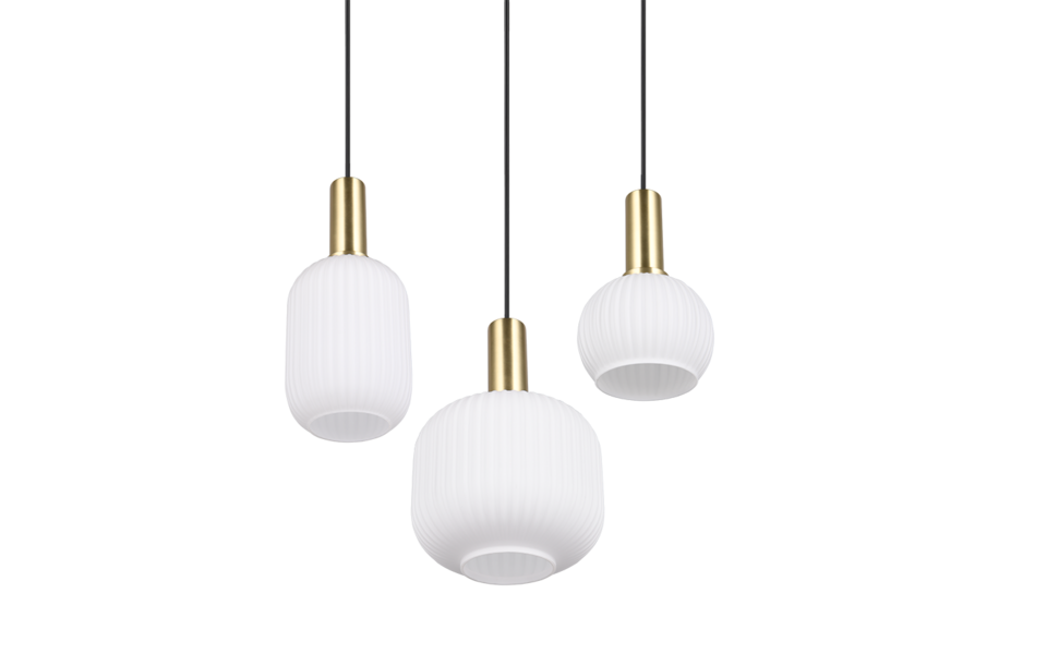 Trio Lighting Trio DIVA hanglamp | E27 Fitting | messing mat met wit | Ø 30 cm | IP20 | excl. 3x E27 | max. 10W