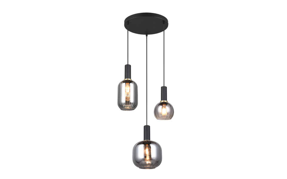 Trio Lighting Trio DIVA pendant light | 3x E27 max 40W | black | Ø 30 cm | IP20 | 150 cm