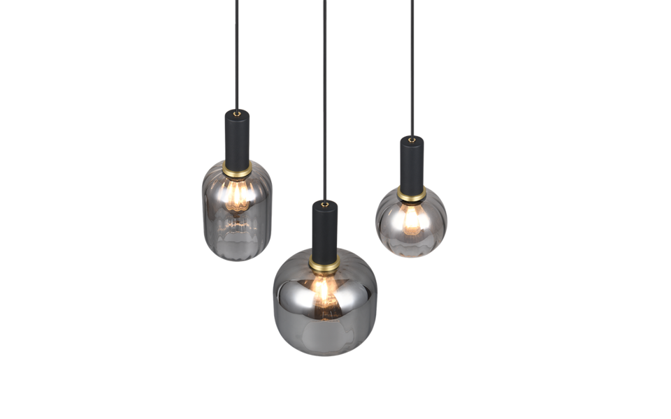 Trio Lighting Trio DIVA hanglamp | E27 Fitting | mat zwart met verchroomd | Ø 30 cm | IP20 | excl. 3x E27 | max. 10W Trio Lighting Trio DIVA hanglamp | E27 Fitting | mat zwart met verchroomd | Ø 30 cm | IP20 | excl. 3x E27 | max. 10W