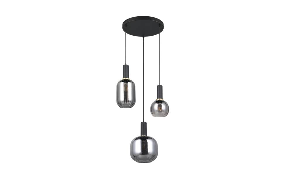 Trio Lighting Trio DIVA pendant light | 3x E27 max 40W | black | Ø 30 cm | IP20 | 150 cm