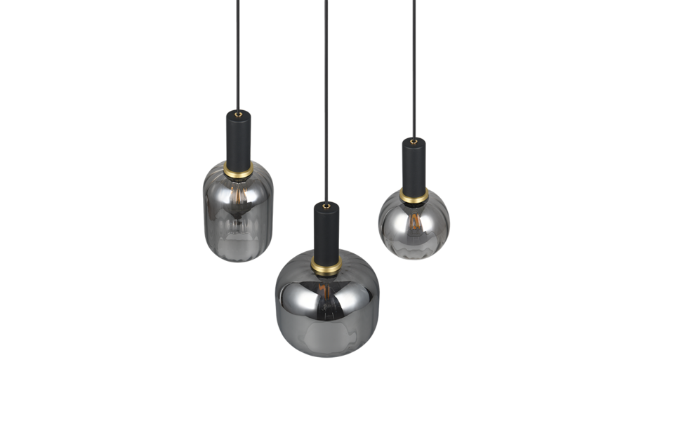 Trio Lighting Trio DIVA pendant light | 3x E27 max 40W | black | Ø 30 cm | IP20 | 150 cm