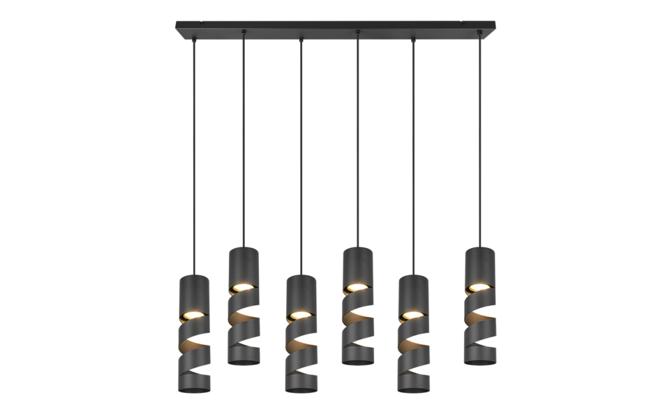 Trio Lighting Trio STREAM hanglamp | GU10 Fitting | mat zwart | Ø 7,5 cm | IP20 | excl. 6x GU10 | max. 10W Trio Lighting Trio STREAM hanglamp | GU10 Fitting | mat zwart | Ø 7,5 cm | IP20 | excl. 6x GU10 | max. 10W