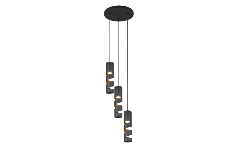 Trio Lighting Trio STREAM pendant light | 3x GU10 | black | Ø 30 cm | IP20 | 150 cm Trio Lighting Trio STREAM pendant light | 3x GU10 | black | Ø 30 cm | IP20 | 150 cm