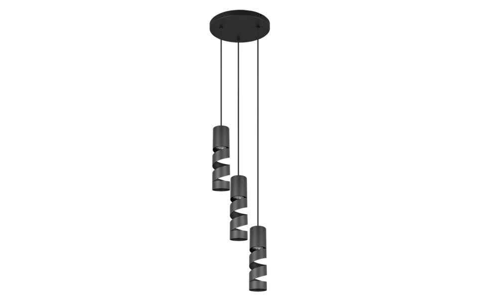 Trio Lighting Trio STREAM hanglamp | GU10 Fitting | mat zwart | Ø 28 cm | IP20 | excl. 3x GU10 | max. 10W