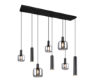 Trio Lighting Trio MATARO hanglamp | E27 Fitting | mat zwart met verchroomd | 118 x 34 cm | IP20 | excl. 2x E27 | max. 10W