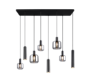 Trio Lighting Trio MATARO hanglamp | E27 Fitting | mat zwart met verchroomd | 118 x 34 cm | IP20 | excl. 2x E27 | max. 10W